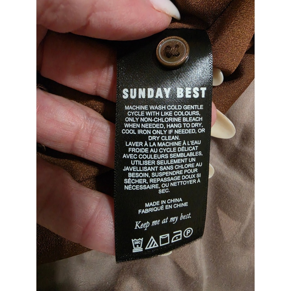 Sunday Best Aritzia Brown Floral V-Neck Long Sleeve Mini Dress Size 6 - Picture 6 of 6